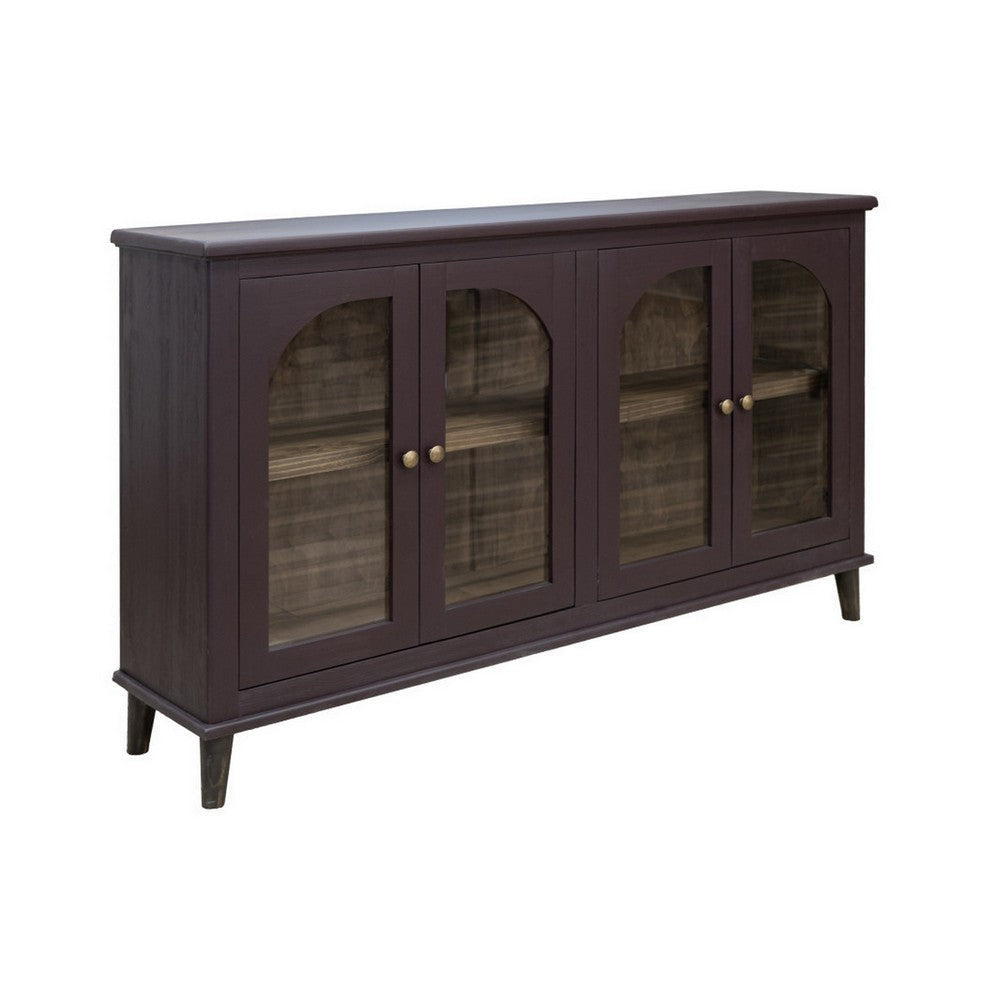Nove 71 Inch Sideboard Console Gold Metal Knobs Arch Doors Purple Solid Wood By Casagear Home