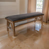 Pola Dining Bench, Dark Gray Upholstered Seat, Brown Solid Pine Wood By Casagear Home