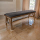 Pola Dining Bench, Dark Gray Upholstered Seat, Brown Solid Pine Wood By Casagear Home
