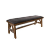 Pola Dining Bench Dark Gray Upholstered Seat Brown Solid Pine Wood By Casagear Home BM319760
