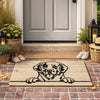 Doe 24 x 36 Doormat, Woven Happy Dog Print, Black Sand Coir Nonslip Back By Casagear Home