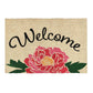 Peo 24 x 36 Doormat, Woven Welcome Floral Print, Pink Sand Coir Nonslip By Casagear Home