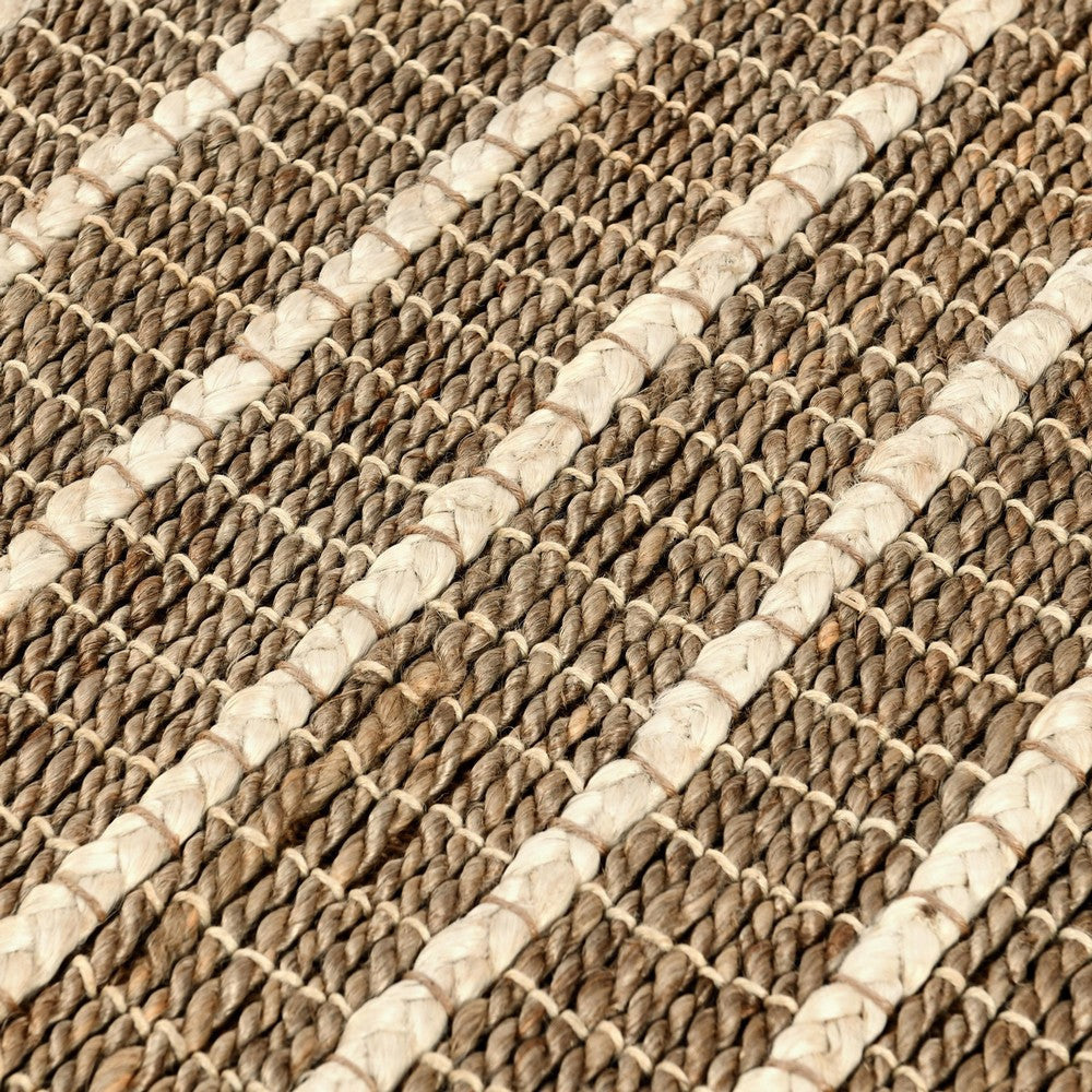 Cain 3 x 8 Hallway Runner Rug Handwoven Coiled and Braided Ivory Brown By Casagear Home BM319773