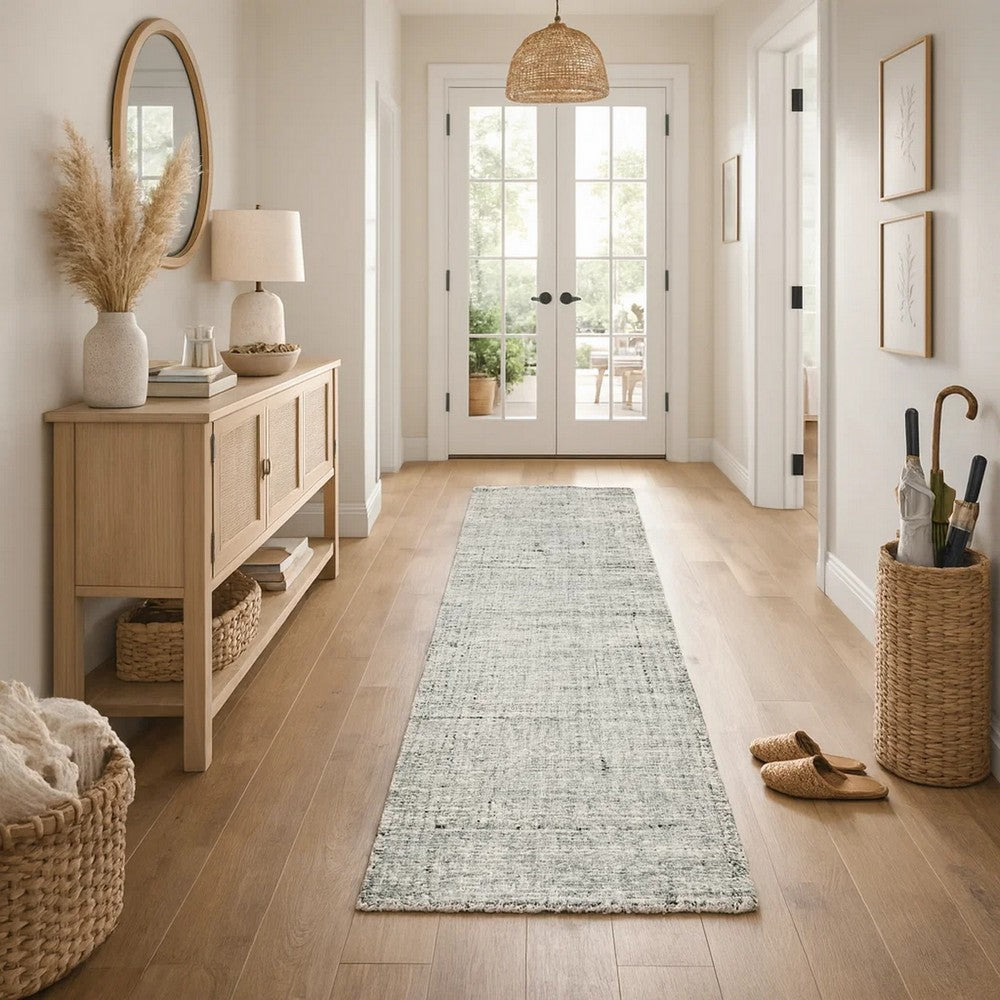 Foed 3 x 8 Hallway Runner Rug, Handwoven, Heathered Effect, Gray White Jute By Casagear Home