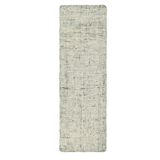 Foed 3 x 8 Hallway Runner Rug, Handwoven, Heathered Effect, Green Jute Wool By Casagear Home