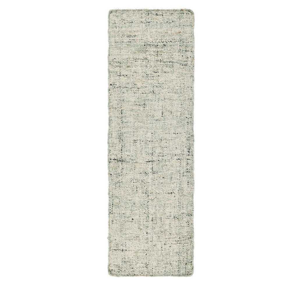 Foed 3 x 8 Hallway Runner Rug, Handwoven, Heathered Effect, Green Jute Wool By Casagear Home