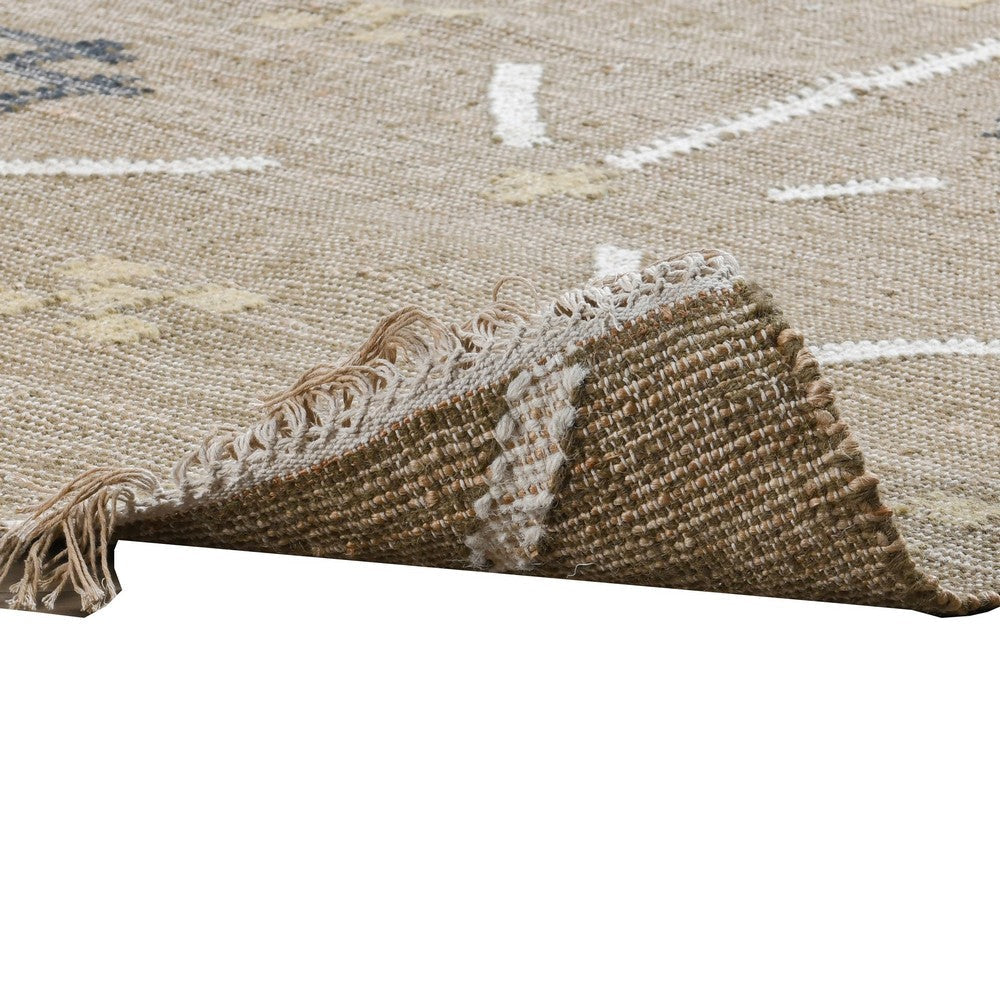 Hona 3 x 8 Hallway Runner Rug Handwoven Traditional Tassels Khaki Wool By Casagear Home BM319778