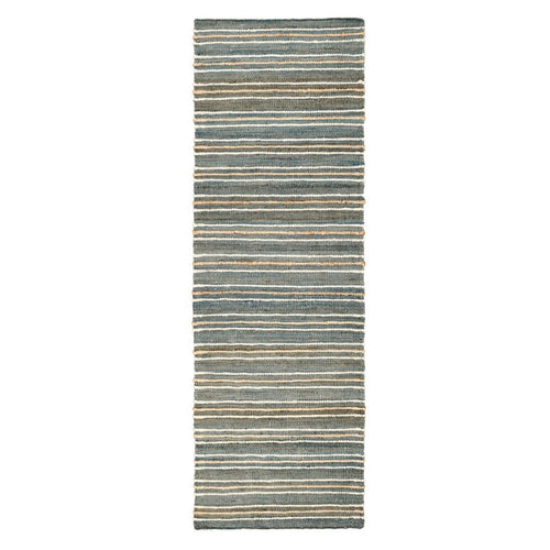 Azu 3 x 8 Hallway Runner Rug, Handwoven Classic Ocean Theme Stripes, Blue By Casagear Home