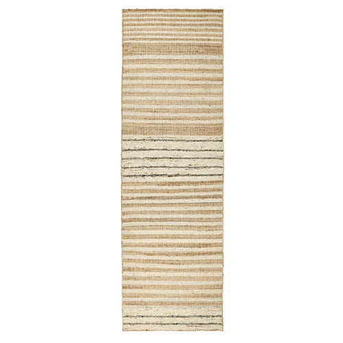 Suko 3 x 8 Hallway Runner Rug, Handwoven Striped Natural Jute Wool Blend By Casagear Home