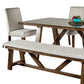 Jule 6pc Dining Set Brown Rectangular Table Chairs Bench w White Seats By Casagear Home BM319789