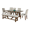 Jule 7pc Dining Set, Brown Rectangular Table, Chairs, Bench w White Seat By Casagear Home