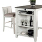 Lessi 3pc Counter Height Table Set with Side Shelf USB White Gray Wood By Casagear Home BM319793