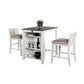 Lessi 3pc Counter Height Table Set with Side Shelf, USB , White Gray Wood By Casagear Home