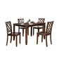 Ziko 5 Piece Dining Table Set, 4 Cross Back Chairs, Cherry Brown Solid Wood By Casagear Home