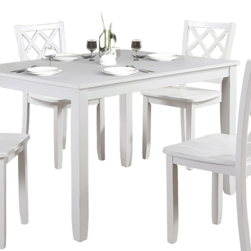 Ziko 5 Piece Dining Table Set 4 Crossed Back Chairs White Solid Wood By Casagear Home BM319795