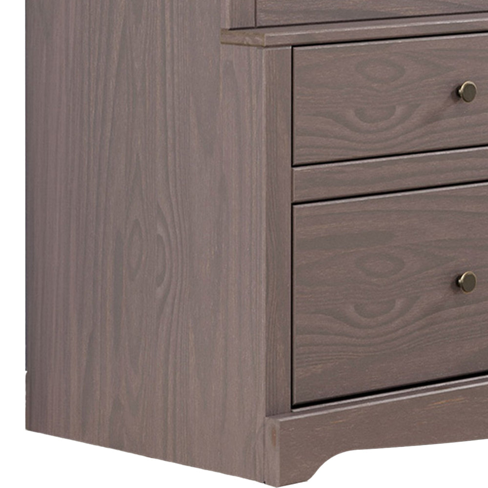 Stav Wide Dresser Chest with 6 Drawers Plank Style Gray Solid Wood By Casagear Home BM319808