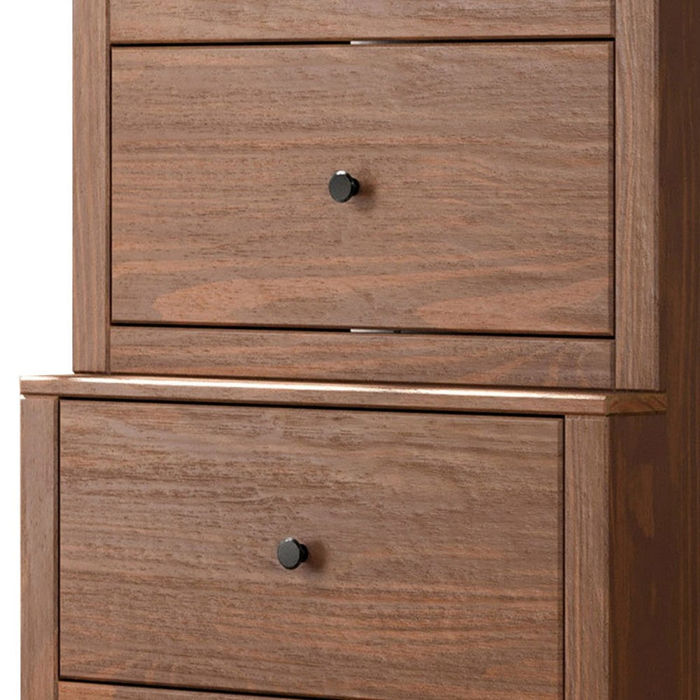 Stav Tall Dresser Chest with 4 Drawers Plank Style Brown Solid Wood By Casagear Home BM319810