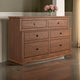 Stav Wide Dresser Chest with 6 Drawers, Plank Style, Brown Solid Wood By Casagear Home