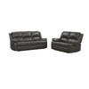 Lizzy Sofa and Loveseat Set, Manual Reclining, Solid Wood, Gray Leather By Casagear Home