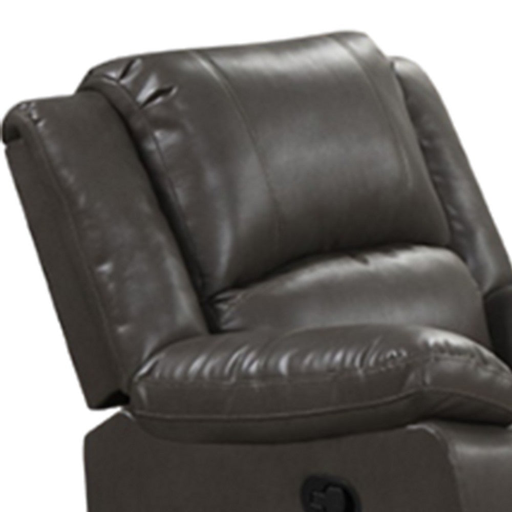 Lizzy Manual Glider Recliner Chair Pillow Arms Solid Wood Gray Leather By Casagear Home BM319817