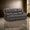 Lizzy Sofa Manual Reclining Pillow Arms 82 Inch Solid Wood Gray Leather By Casagear Home BM319819