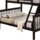 Bruke Twin/Full Size Bunk Bed with Ladder Slatted Brown Solid Hardwood By Casagear Home BM319820