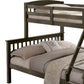 Bruke Twin/Full Size Bunk Bed with Ladder Slatted Gray Solid Hardwood By Casagear Home BM319821