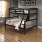 Bruke Twin/Full Bunk Bed with Ladder Slatted Cherry Brown Solid Hardwood By Casagear Home BM319822