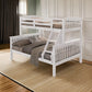 Bruke Twin/Full Size Bunk Bed with Ladder Slatted White Solid Hardwood By Casagear Home BM319823