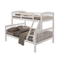 Bruke Twin/Full Size Bunk Bed with Ladder, Slatted White Solid Hardwood By Casagear Home