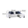 East Sectional Sofa Reversible Chaise 4 Pillows Cream White Chenille By Casagear Home BM319824