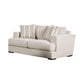 Flin Loveseat with 2 Striped Accent Pillows 70 Inch Soft Beige Chenille By Casagear Home BM319826