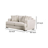 Flin Loveseat with 2 Striped Accent Pillows 70 Inch Soft Beige Chenille By Casagear Home BM319826