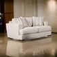 Flin Loveseat with 2 Striped Accent Pillows 70 Inch Soft Beige Chenille By Casagear Home BM319826