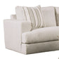 Flin Sofa with 2 Striped Accent Pillow 86 Inch Soft Beige Chenille By Casagear Home BM319827