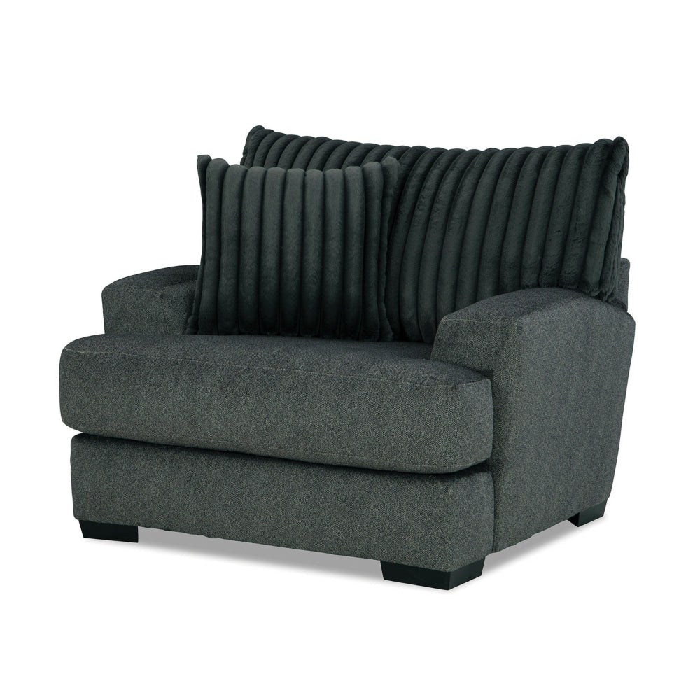 Laila Accent Chair with Throw Pillow Solid Wood Dark Gray Chenille Fabric By Casagear Home BM319833