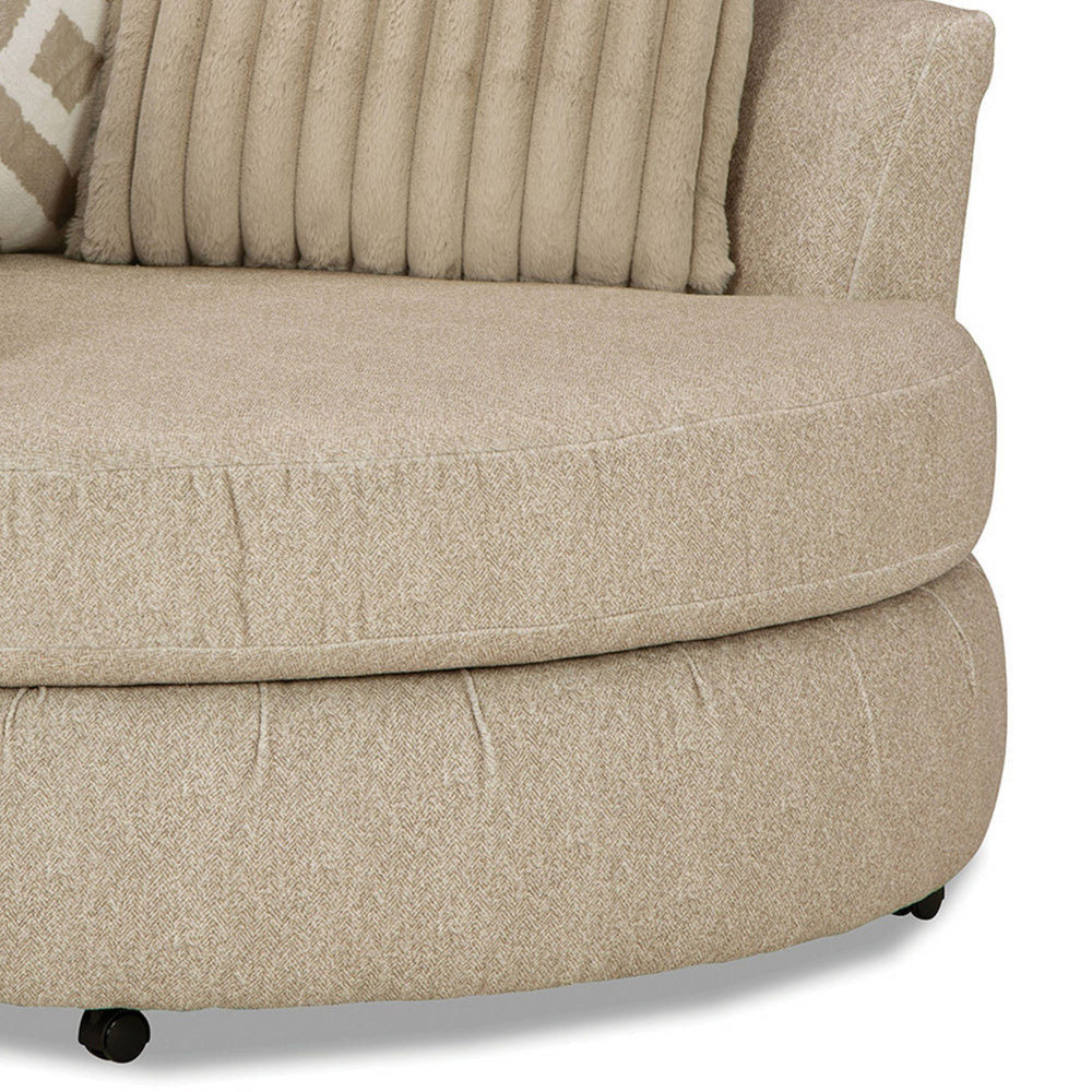 Laila Swivel Accent Chair 3 Throw Pillows Round Back Light Brown Chenille By Casagear Home BM319834