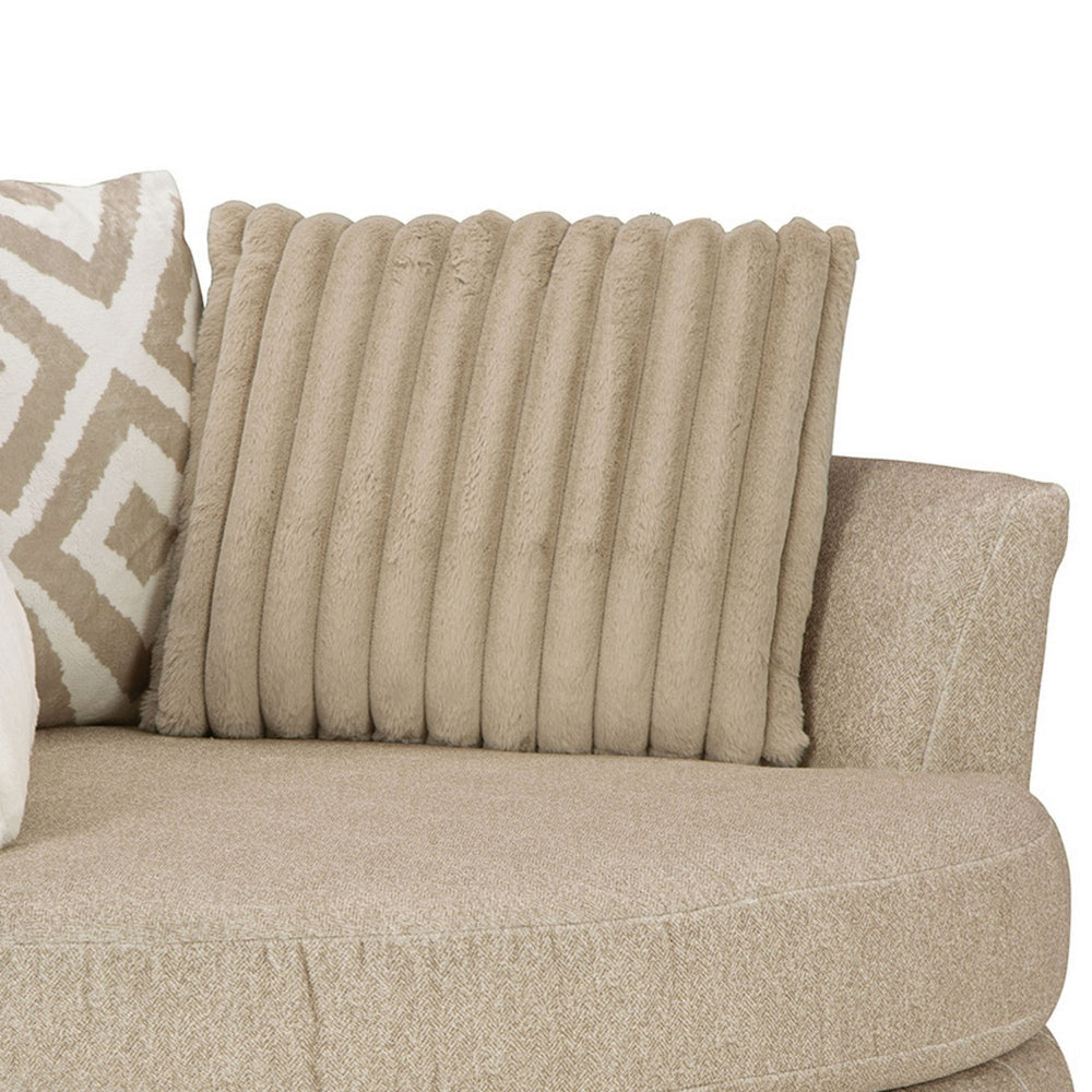 Laila Swivel Accent Chair 3 Throw Pillows Round Back Light Brown Chenille By Casagear Home BM319834