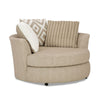 Laila Swivel Accent Chair 3 Throw Pillows Round Back Light Brown Chenille By Casagear Home BM319834