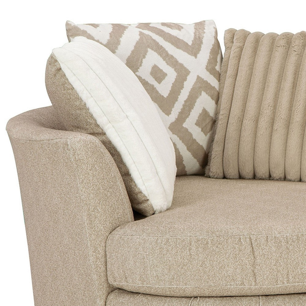 Laila Swivel Accent Chair 3 Throw Pillows Round Back Light Brown Chenille By Casagear Home BM319834