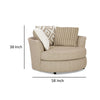 Laila Swivel Accent Chair 3 Throw Pillows Round Back Light Brown Chenille By Casagear Home BM319834