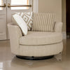 Laila Swivel Accent Chair, 3 Throw Pillows, Round Back Light Brown Chenille By Casagear Home