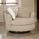 Laila Swivel Accent Chair, 3 Throw Pillows, Round Back Light Brown Chenille By Casagear Home