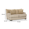 Laila Loveseat 2 Accent Pillows 72 Inch Solid Wood Light Brown Chenille By Casagear Home BM319836