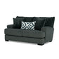 Laila Loveseat 2 Accent Pillows 72 Inch Solid Wood Dark Gray Chenille By Casagear Home BM319837