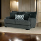 Laila Loveseat 2 Accent Pillows 72 Inch Solid Wood Dark Gray Chenille By Casagear Home BM319837