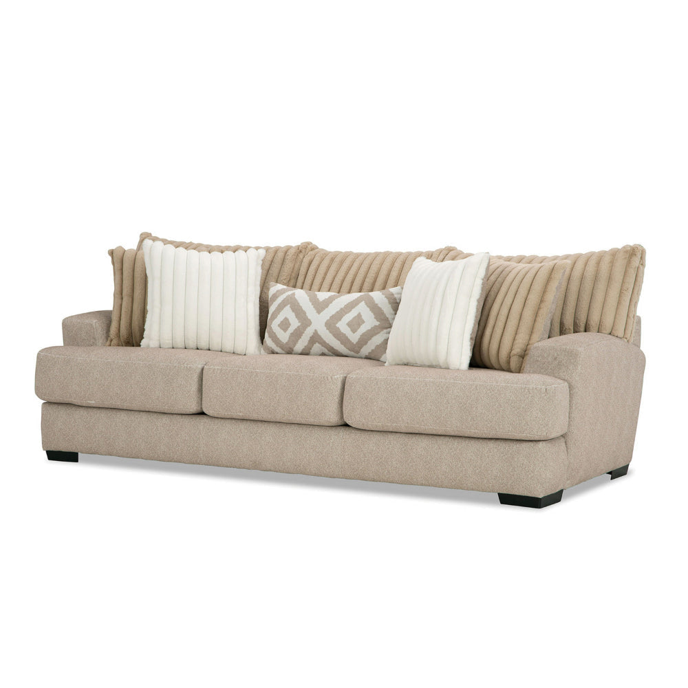 Laila Sofa 5 Accent Pillows 98 Inch Solid Wood Light Brown Chenille By Casagear Home BM319840