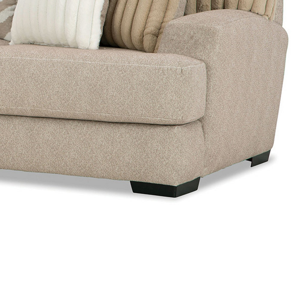 Laila Sofa 5 Accent Pillows 98 Inch Solid Wood Light Brown Chenille By Casagear Home BM319840