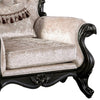 Paulo Accent Chair with Crown Molding Diamond Tufted Off White Black Wood By Casagear Home BM319843