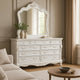 Venta Wide Dresser Chest, 9 Drawer, Carved White Solid Wood By Casagear Home